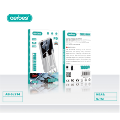 Power Bank Aerbes AB-SJ214 — 10000 mAh, PD 22.5W, із вбудованими кабелями