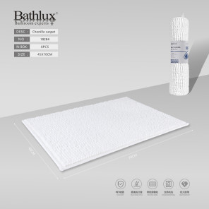 Килимок для ванної Bathlux шеніловий білий 45x70 см - м'який протиковзний