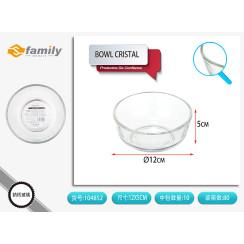 Скляна миска Family Menaje Bowl Cristal 12x5 см прозора для салатів і закусок