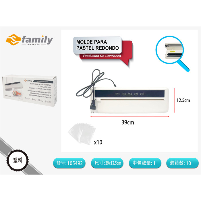 Вакуумний пакувальник для продуктів Family 105492 - електричний з 10 пакетами 39x12.5 см