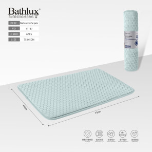 Коврик для ванной Bathlux медово-сотовый мятный 75x45 см противоскользящий.