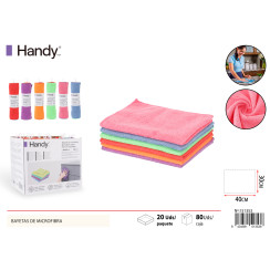 Микрофибровые салфетки Handy 30x40 см набор 6 шт. - разноцветные для уборки.
