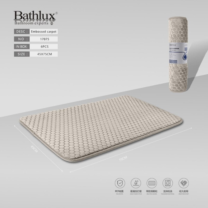 Килимок для ванної Bathlux з рельєфним малюнком стільника бежевий 45x75 см
