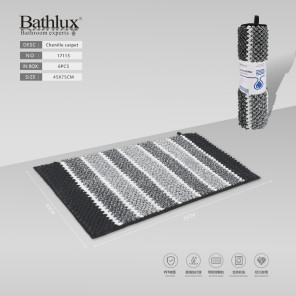 Килимок для ванної Bathlux chenille з антиковзким покриттям сірий 45x75 см