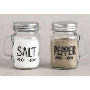 Набір скляних сільничок Salt and Pepper з металевими кришками у стилі кантрі - 2 штуки