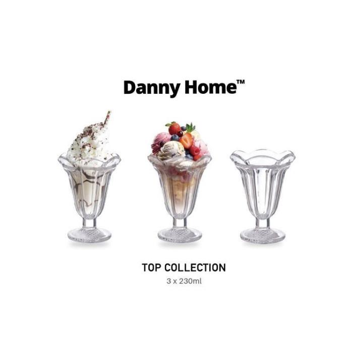 Набір скляних креманок Danny Home Top Collection 230 мл 3 шт для морозива та десертів