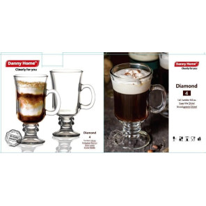 Стаканы для кофе и чая Danny Home Diamond с ручкой 244 мл 4 шт