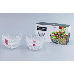 Набор стеклянных салатников Danny Home 2 шт. - прозрачные миски с рельефным узором.