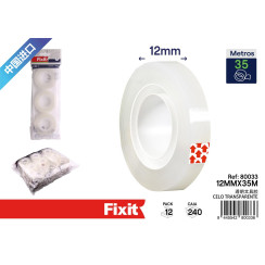 Прозрачная клеящая лента Fixit 12мм x 35м набор 3 шт - скотч для офиса и дома