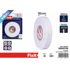 Двухсторонняя клейкая лента Fixit PE белая 18мм x 5м толщина 1мм экстра прочная
