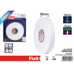 Двухсторонняя поролоновая лента Fixit 18мм x 5м толщина 2мм белая экстра прочная