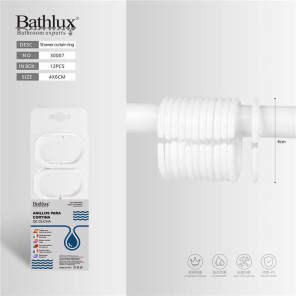 Кільця для шторки душової кабіни Bathlux білі пластикові 4x6 см 12 шт