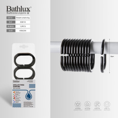 Кільця для шторки душу Bathlux чорні пластикові 4x6 см - 12 шт