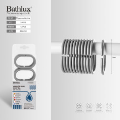 Кольца для шторки душевой кабины Bathlux серые пластиковые 4x6 см 12 шт.