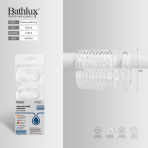 Кільця для шторки душової прозорі Bathlux 4x6 см 12 шт (арт. 30016)
