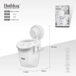 Тримач для зубних щіток Bathlux на присосці настінний білий 11.9x8.4x16.1 см