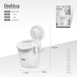Тримач для зубних щіток Bathlux на присосці настінний білий 11.9x8.4x16.1 см