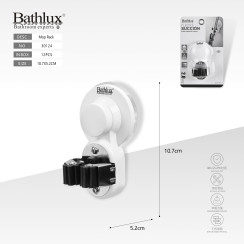 Тримач для швабри на присосці Bathlux 30124 - без свердління 10.7x5.2 см білий
