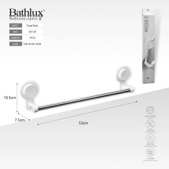 Тримач для рушників Bathlux 30128 на присосках 53 см хром-білий без свердління