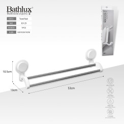 Тримач для рушників подвійний на присосках Bathlux 53 см хром-білий