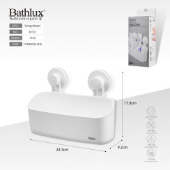 Органайзер для ванної кімнати Bathlux на присосках білий 24.3x9.2x17.9 см