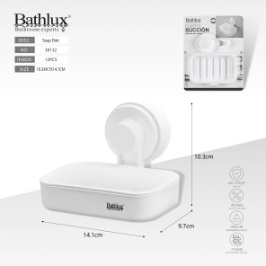 Мильниця настінна Bathlux 30132 на присосці біла 14.1x9.7x10.3 см