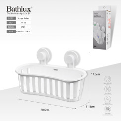 Кошик для ванної Bathlux 30133 на присосках білий 30.6x11.8x17.6 см
