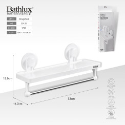 Полиця для ванної Bathlux на присосках з тримачем рушника 32x11.7x13.9 см біла