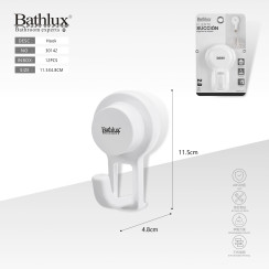 Гачок на присосці Bathlux білий 11.5x4.8 см до 2 кг без свердління