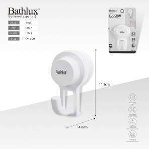 Гачок на присосці Bathlux білий 11.5x4.8 см до 2 кг без свердління