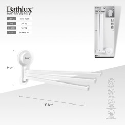 Полотенцедержатель на присоске Bathlux 3 поворотные штанги 33.8x14 см белый