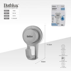 Гачок на присосці Bathlux сірий великий без свердління 11.5x4.8 см до 2 кг