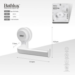 Держатель для туалетной бумаги Bathlux на присоске без сверления белый 17.5x7.5x10.5 см