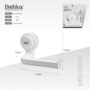Тримач для туалетного паперу Bathlux на присосці без свердління білий 17.5x7.5x10.5 см