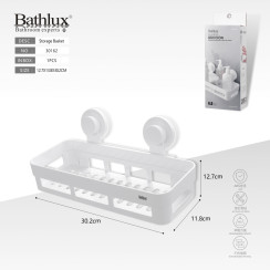 Полка для ванной комнаты Bathlux на присосках 30.2x11.8x12.7 см белая