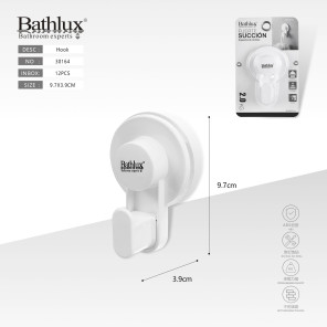 Гачок на присосці Bathlux 30164 білий малий 9.7x3.9 см до 2 кг