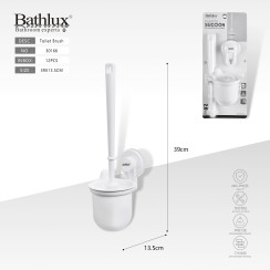 Ершик для унитаза Bathlux на вакуумной присоске белый 39x13.5 см без сверления.