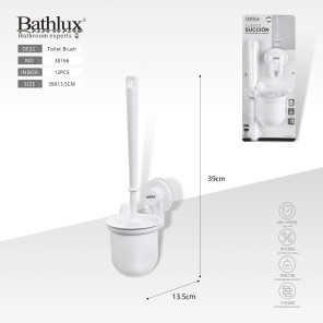 Йоржик для унітазу Bathlux на вакуумній присосці білий 39x13.5 см без свердління