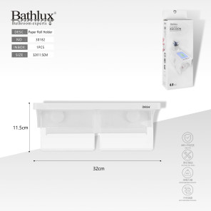 Держатель для туалетной бумаги двойной Bathlux 30182 на присосках без сверления 32x11.5 см