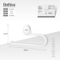 Держатель для туалетной бумаги Bathlux 30188 на вакуумной присоске белый 28.5x12.4 см