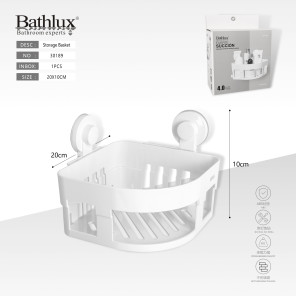 Кутова полиця для ванної Bathlux на присосках 20x10 см біла - органайзер для душу