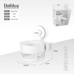 Тримач для фена Bathlux на присосці без свердління білий 12.5x11x7.2 см