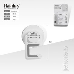 Гачок для швабри на присосці Bathlux 8 см білий ABS без свердління 2 кг