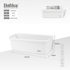 Настенная полка-органайзер для ванной Bathlux 29.2x9.8x10.5 см белая без сверления.