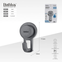 Гачок на присосці Bathlux 11.5x4.8 см сірий ABS без свердління 2 кг 30682