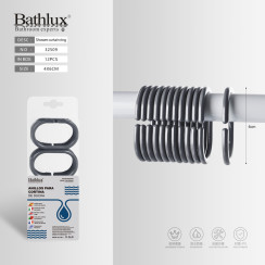 Кольца для шторки душа Bathlux темно-серые пластиковые 4x6 см 12 шт.