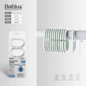 Кільця для шторки душової кабіни Bathlux 4x6 см блакитні 12 шт пластикові 32510