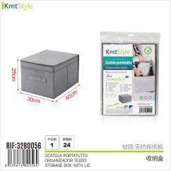 Органайзер-коробка для хранения с крышкой KmtStyle серый 30x40x25 см