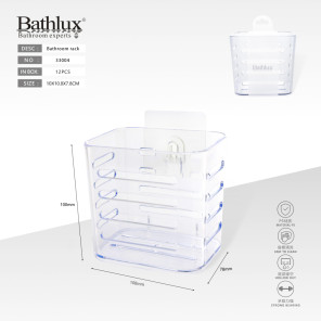 Органайзер для ванної кімнати Bathlux прозорий на липучці 10x10.8x7.8 см