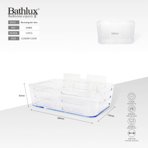 Органайзер для ванной Bathlux прозрачный прямоугольный 20x13.3x6.2 см на липучке PS
